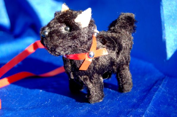   Doll dog Scottish TErrier Scottie w red leash Jumeau Bleuette PRECIOUS
