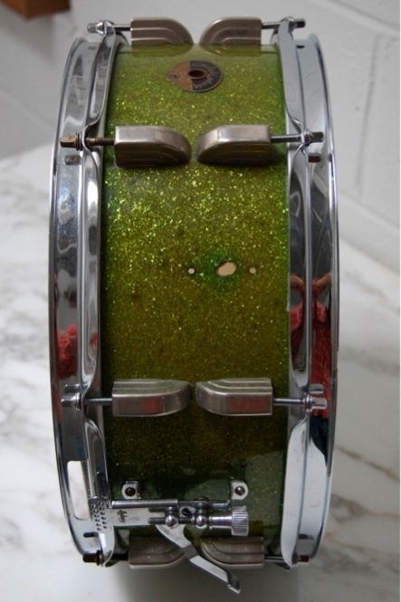 Leedy Ludwig Green Sparkle Snare Drum 1951 1955 14x5.5  