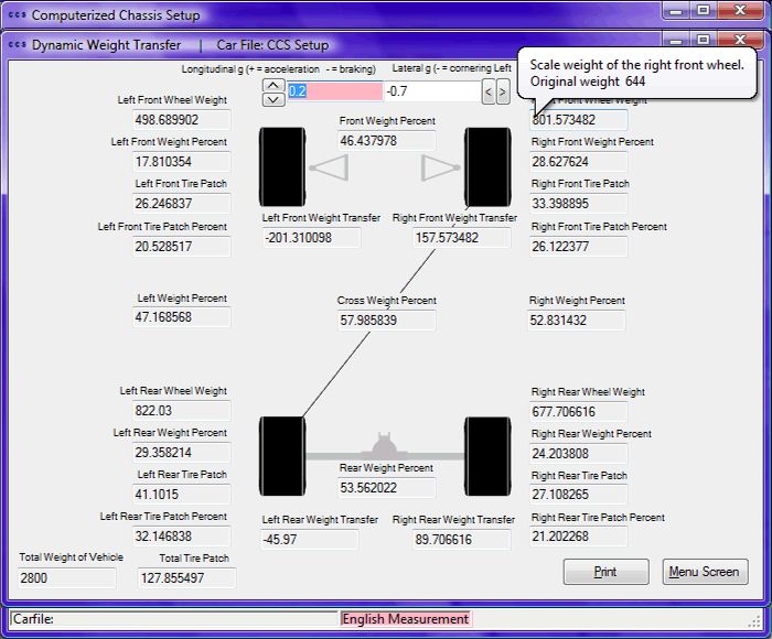 Computerized Chassis Setup 2.0 ccs20 Racing Software up  