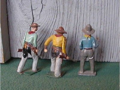 BRITAINS, 6 Cowboys on Foot, Lead,Very Old, 3 are from Set 183  