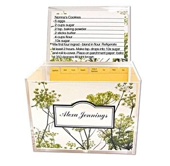 Personalized Lucite Recipe Box  