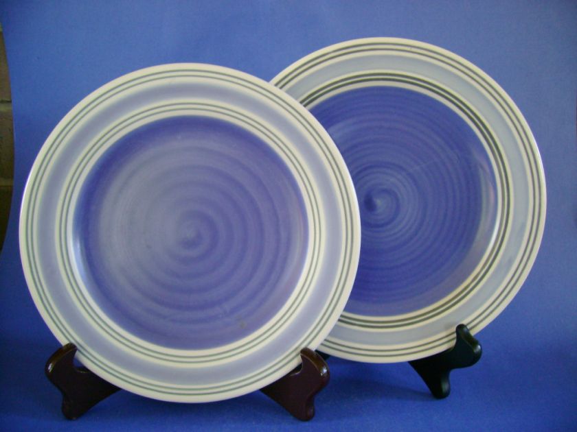   PLATES RIO PATTERN WHITE WITH CONCENTRIC BLUE BANDS PFALTZGRAFF CHINA