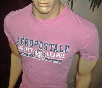 Mens AERO AEROPOSTALE Varsity Athletic PINK Shirt S A1  