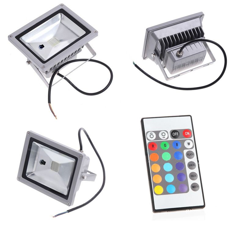 10W RGB Color Changing Outdoor Remote LED Flood Wash Light 85~265V 