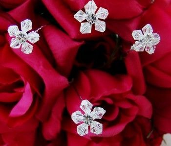 12 Austrian Crystal Flower Bridal Bouquet Jewelry  