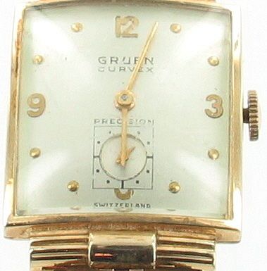 VINTAGE GRUEN DECO CURVEX 10K GF WADSWORTH WATCH NICE  