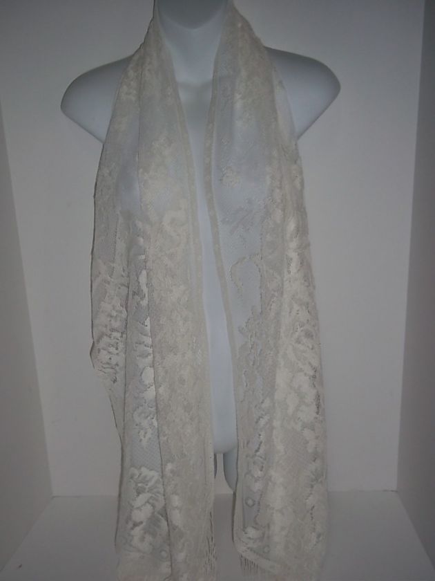 WHITE SCARF DECORATIVE FRINGE RUNNER WOMEN WRAP WRSF139  