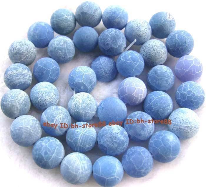 6mm 8mm 10mm light blue Crude Agate Round Gemstone Beads 13.5  
