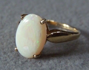 WOW ANTIQUE 10 K YELLOW GOLD HUGE OVAL OPAL RING 8  