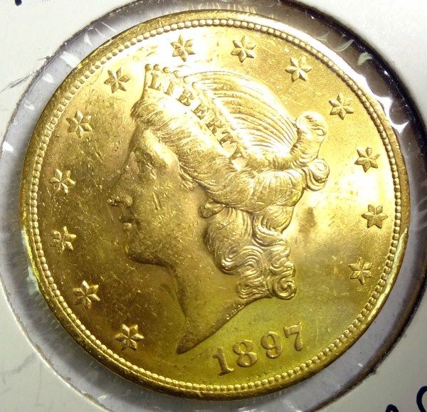 1897 $20.00 LIBERTY GOLD NICE CH BU  