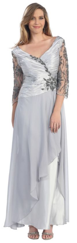 PLUS SIZE MOTHER OF THE BRIDE GROOM FORMAL DRESS SLEEVE  