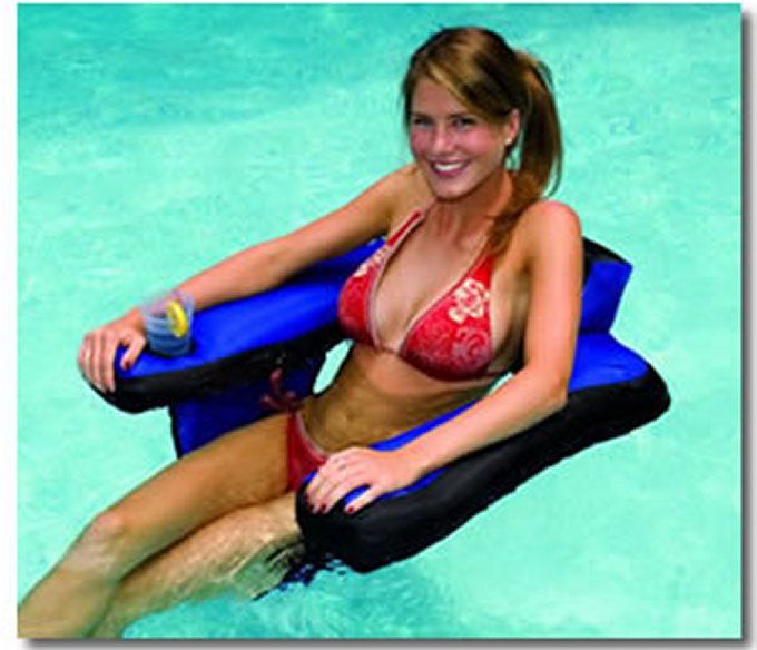   Pool Fabric Covered U Seat Float Inflatable 723815904652  