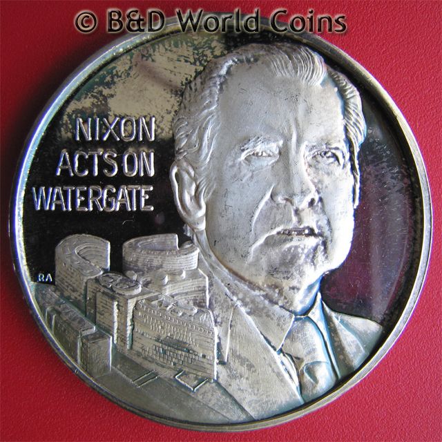 PRESIDENT NIXON WATERGATE MEDAL 1.28oz SILVER 45mm FM  