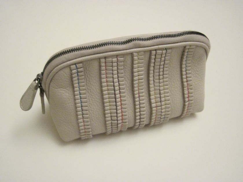   Bottega Veneta Napa Off White Leather Ruffle Cosmetic case Clutch