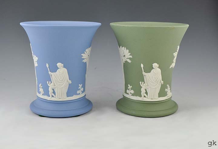Green & Blue Wedgwood Jasperware Cups Classical 1970s  