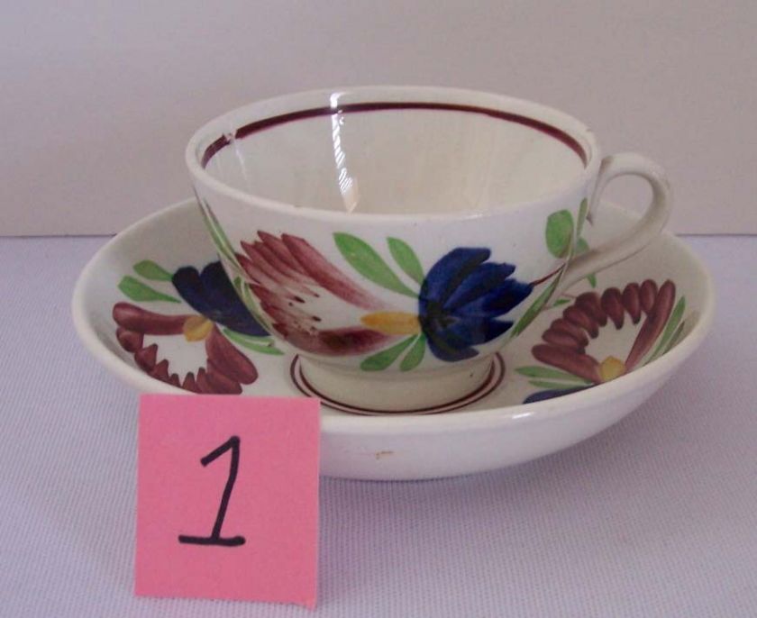 Holland Stick Spatterware Virginia Cup Saucer #1  