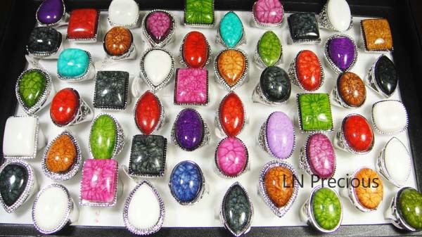 HOT ON SALE wholesale lots 20pcs Big stone silver p Rings jewelry free 