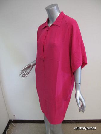 Balenciaga Silk Hot Pink Oversized Short Slv Dress 42  