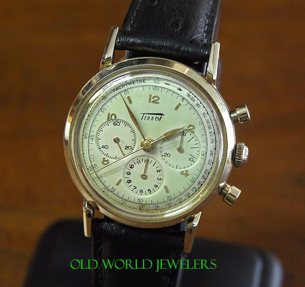 Vintage 14KYG Tissot 3 Register Chronograph  