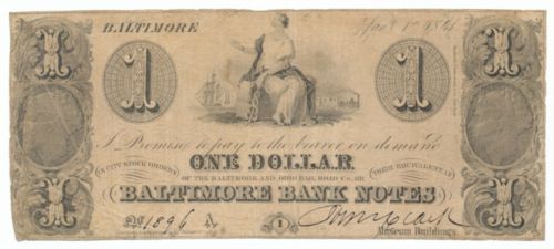 Obsolete 1841 Currency Baltimore & Ohio Note / FINE  