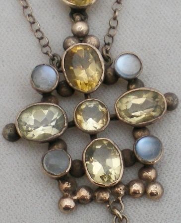   NEO GEORGIAN CITRINE & MOONSTONE FESTOON LAVALIERE NECKLACE  