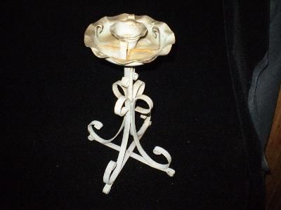 Metal,White/Gold,Single,Flower Design, Candle Holder  