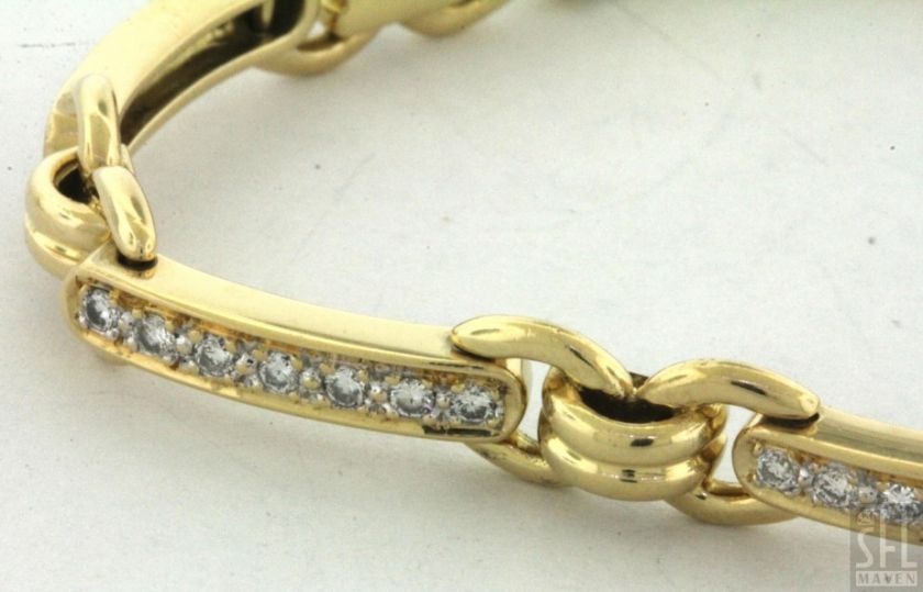 HEAVY 18K GOLD ELEGANT HIGH FASHION 1.50CT VS1/F DIAMOND LINK BRACELET 