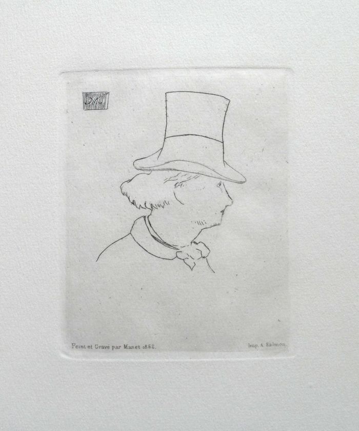 Edouard Manet PROFILE OF CHARLES BAUDELAIRE Etching Signed in the 