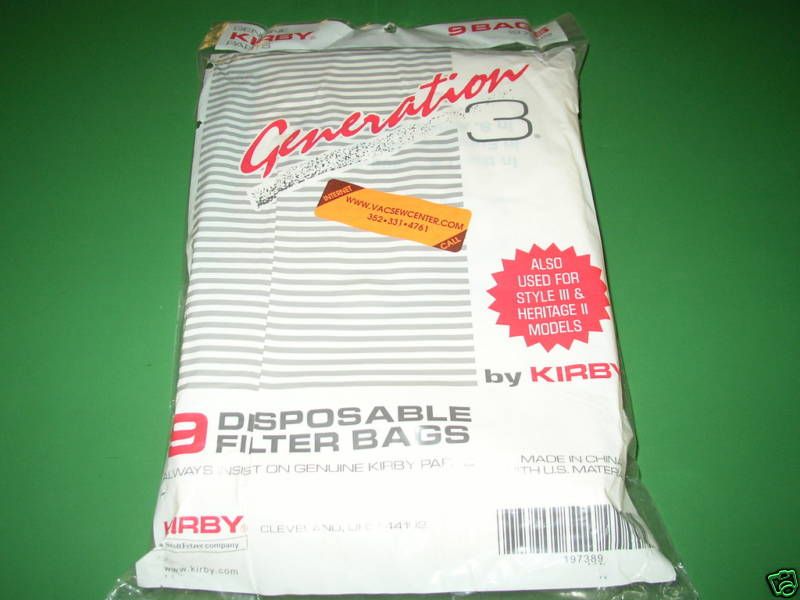 Kirby Generation 3 Vacuum Cleaner Bags 9CT K 197389  