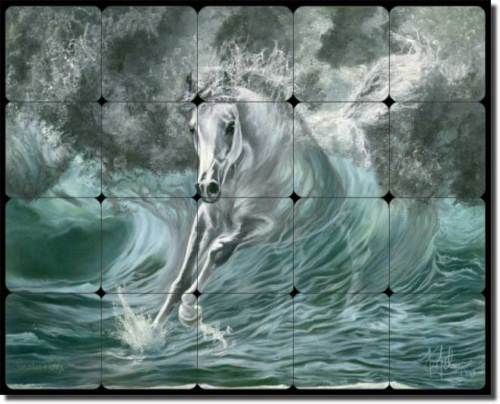 McElroy Horse Equine Art Tumbled Marble Tile Mural  