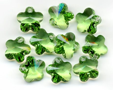 10 Swarovski 6744 Peridot Austrian Crystal Prism Beads  