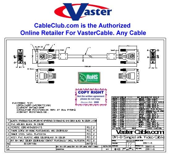 DVI D Male to Male Digital Singlelink Video Cable 10 Ft 670561932456 