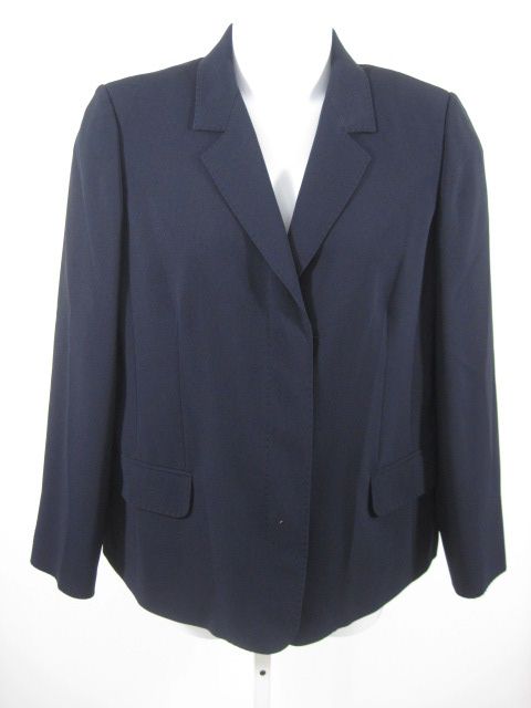 MARINA RINALDI Navy Hidden Button Closure Blazer Size L  