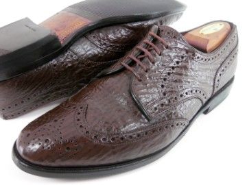 Allen Edmonds CONCORD Brown Shark Skin Wingtip Dress Oxfords 8.5 C 