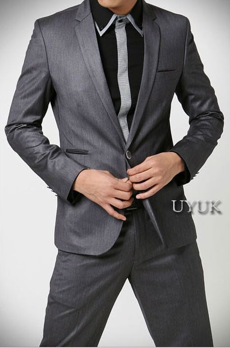 Men Slim Fit Metal Buckle Luxury Casual Suit Top Jacket  