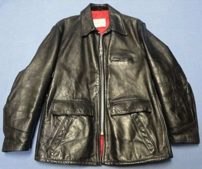 1950s DURABLE BLACK HORSEHIDE MOTORCYCLE JACKET / HARLEY TOWNSMAN 