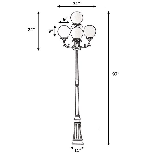 Globes Outdoor Post Pole Lighting , OT0015 PL 5  