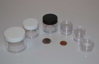   50, 100pc 1/2oz Empty PLASTIC JARS Clear CONTAINERS w/ Lid, Cosmetic