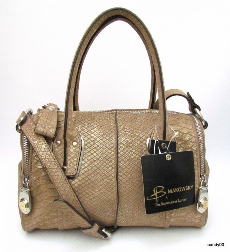   WHITNEY* Snake Top Zip Satchel Shoulder Bag Handbag ~Cappuccino  