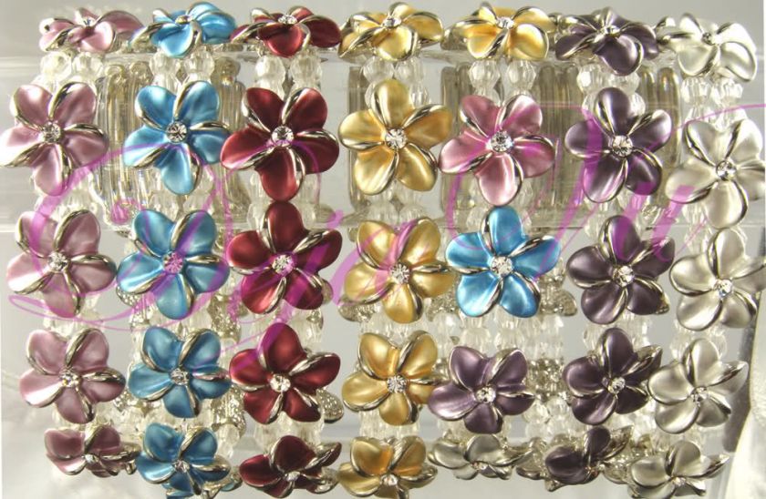   PLUMERIA FLOWER CRYSTAL STRETCH BRACELET MADE WITH SWAROVSKI ELEMENTS