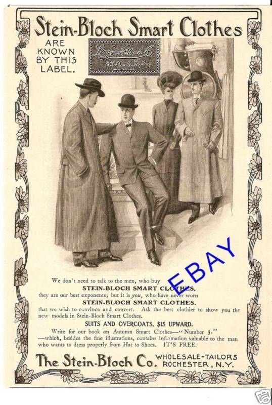 1904 STEIN BLOCH TAILOR SMART CLOTHES AD ROCHESTER NY  