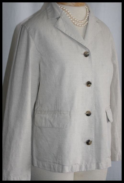 Linen / Cotton Blazer / Jacket LL BEAN Oatmeal  Sz 10P  