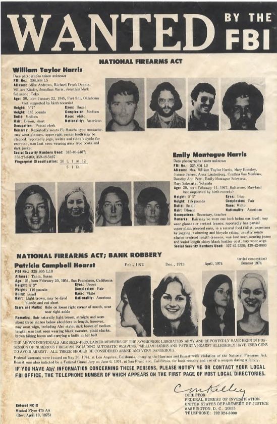 AUTHENTIC WANTED POSTER FOR PATTY HEARST 1975 [Lbc]  