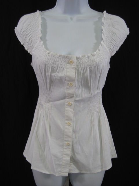 THEORY White Cap Sleeve Button Down Blouse Sz P  