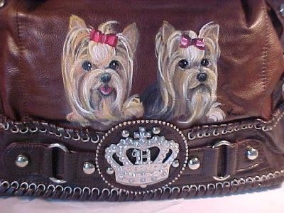 YORKIE HANDPAINTED HANDBAG BEAUTIFUL PURSE  