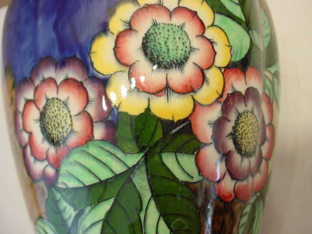   Gaudy Moorcroft H & K Tunstall Gaiety England Pottery Vase Lamp  