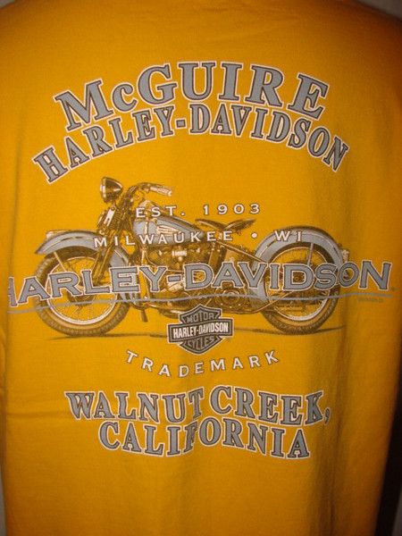 Yellow HARLEY DAVIDSON Walnut Creek, CA T Shirt Sz M Motorcycles 