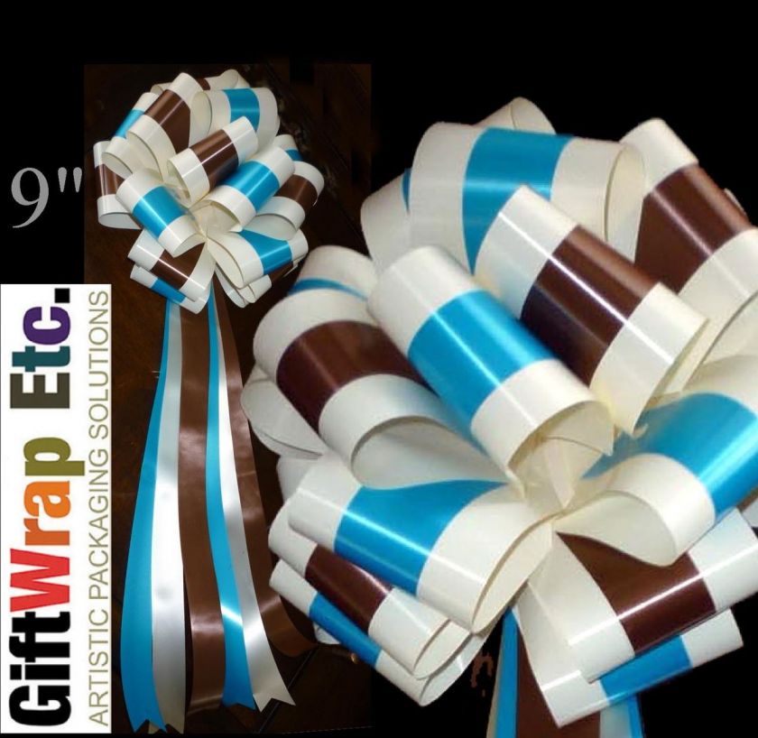   PULL BOWS IVORY BROWN TURQUOISE CHURCH CHAIR PARTY WEDDING DECORATIONS