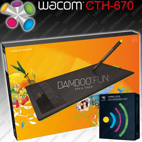 Wacom Bamboo Fun Pen & Touch Tablet CTH 670 3G 3rd Gen +Wireless 