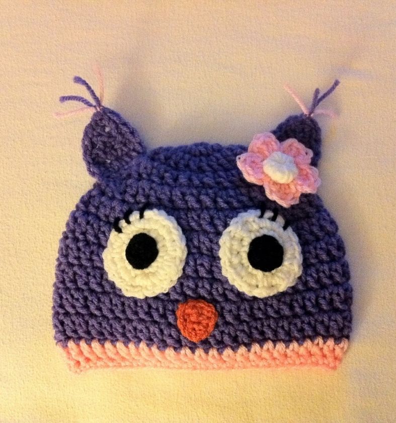 OWL Beanie Hat Handmade Crochet  